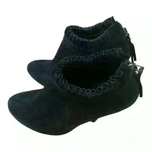 ALDO Woman’s Black Suede Lacovone Ruffle Boots/Booties